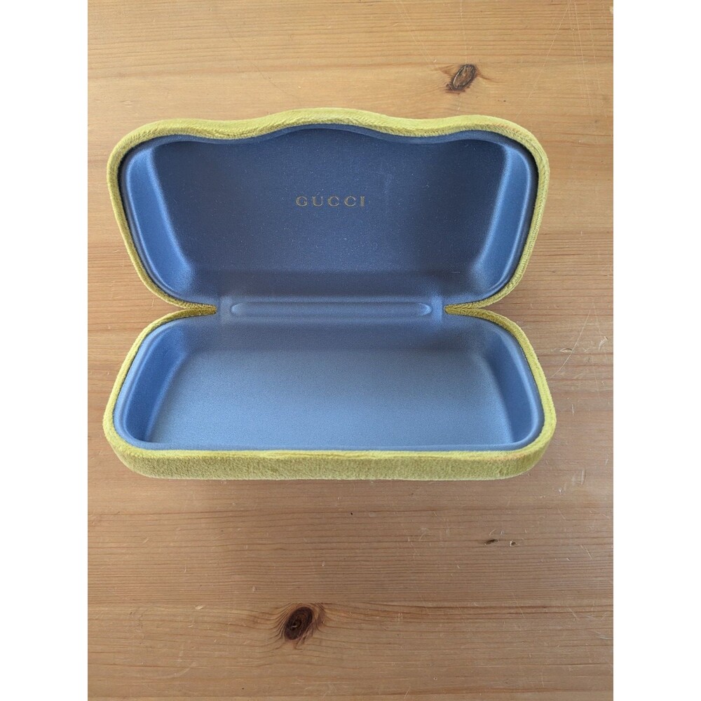 Gucci Sunglasses Case Velvet Chartreuse Green Clamshell